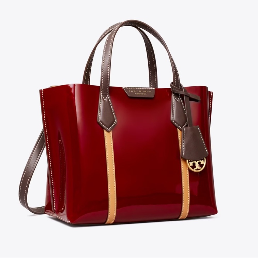 Sale NWT Tory Burch Small Perry Patent Triple Compartment Tote $448 - Picture 1 of 5